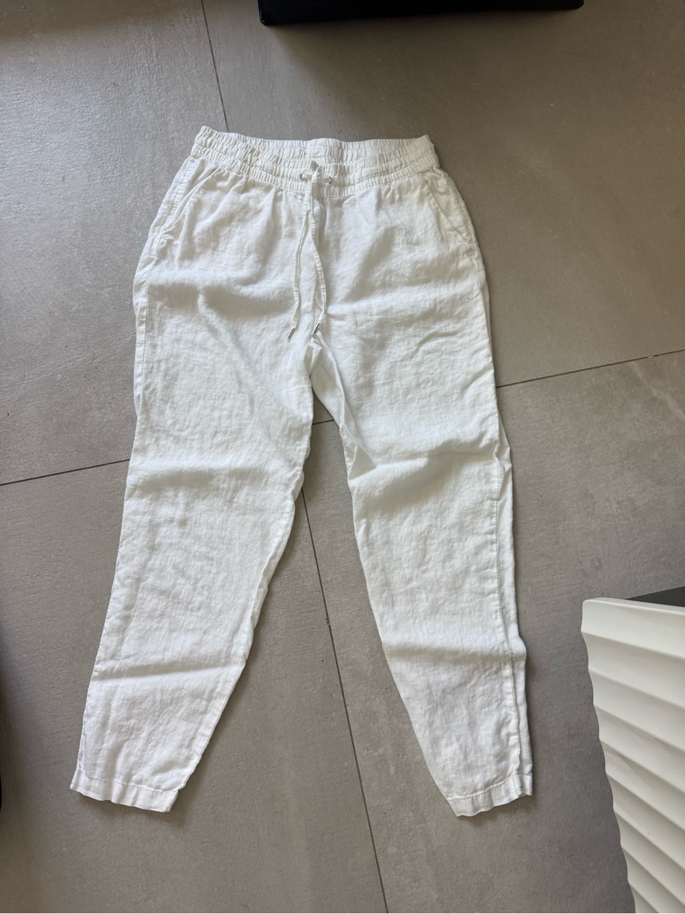 Women’s White Linen Drawstring Pants